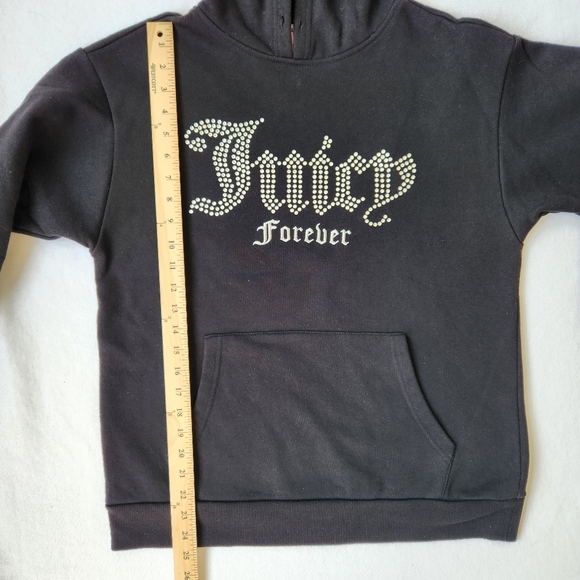 Juicy Couture X Forever 21 Black Hoodie Sparkly Gems Rhinestones Cozy Glam - Picture 13 of 15
